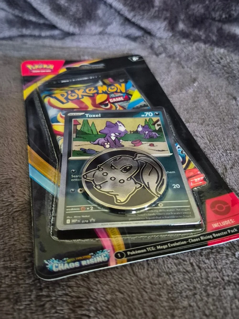 New Pokemon Chaos Rising TCG Booster Pack 1 Pack with Toxel Card and Coin